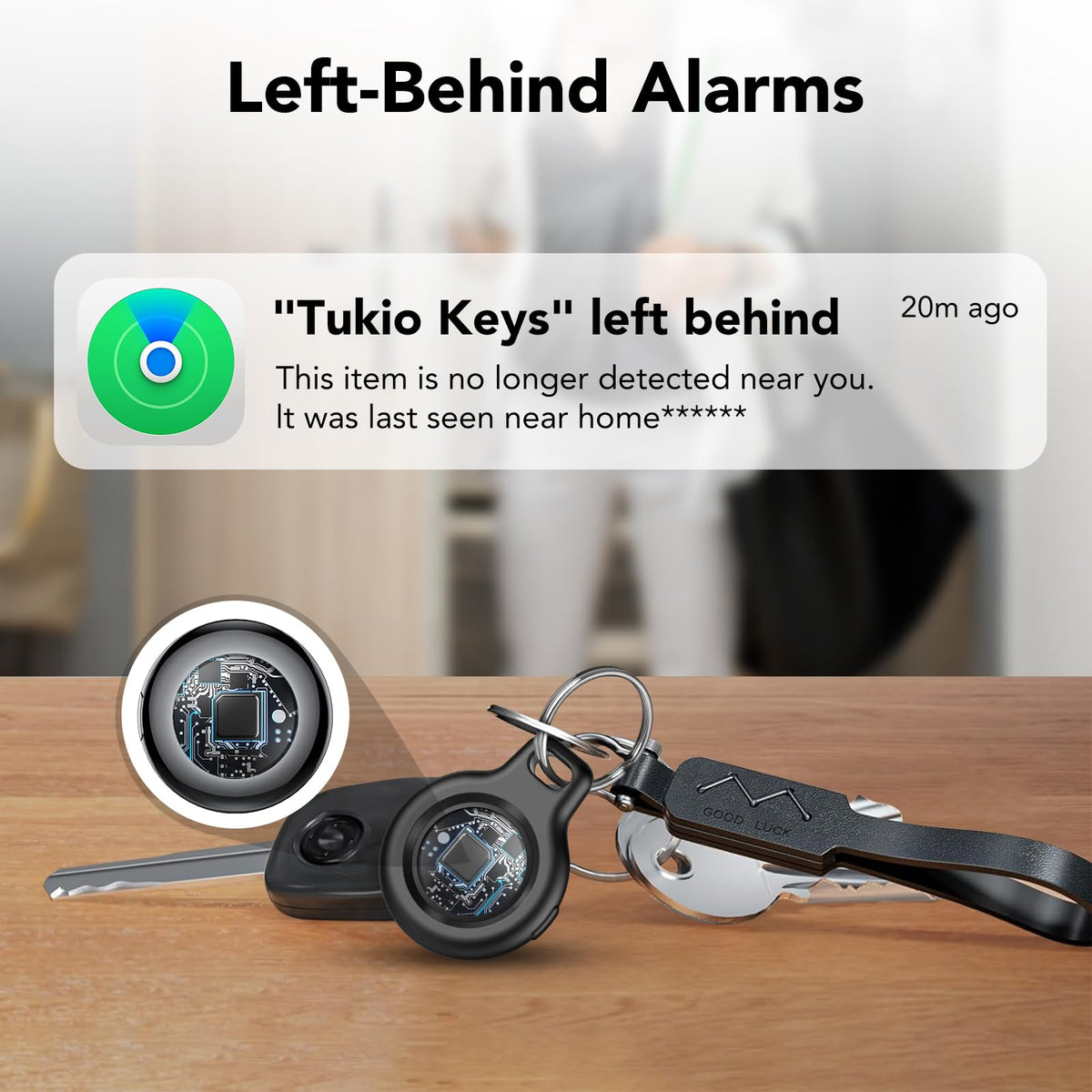 Tukio lanyard and tag together offering wearable convenience and reduced loss risk