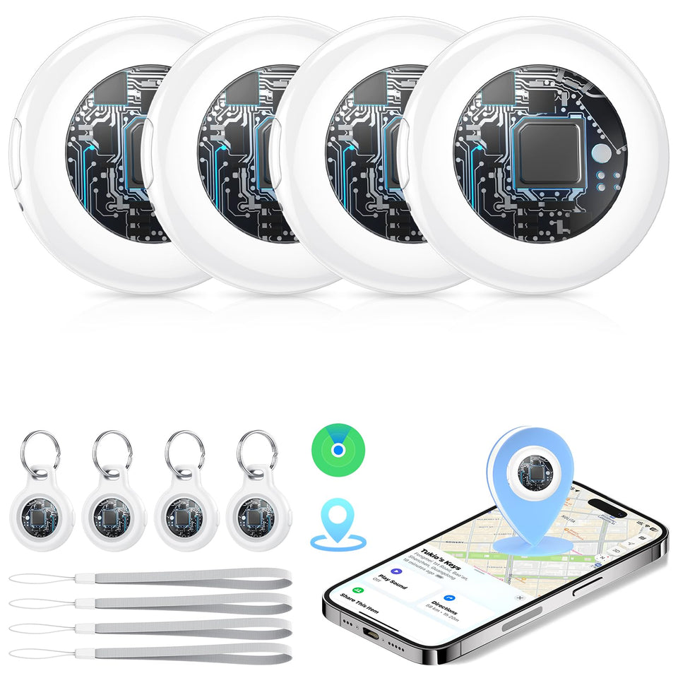 Tukio Tracker Tags four-pack front view for Find My item tracking
