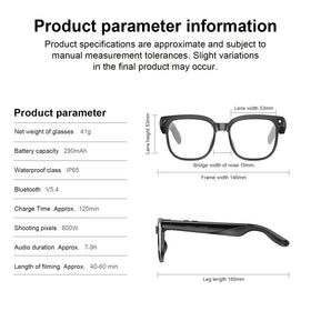 Tulbeys AI Smart Glasses long battery life for all-day use