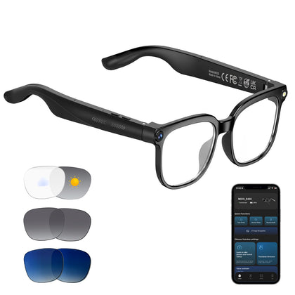Tulbeys AI Smart Glasses front view showing hands-free 8MP capture