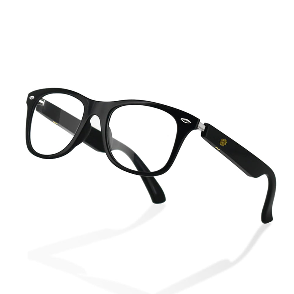 Tulbeys smart glasses with blue light filter lenses close-up detail for digital comfort