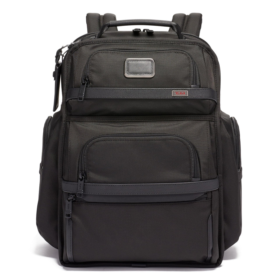 TUMI Alpha Brief Pack front view demonstrates professional style and roomy everyday carry