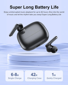 TUMJUN in-ear design earbuds provide secure comfort for long wear sessions.