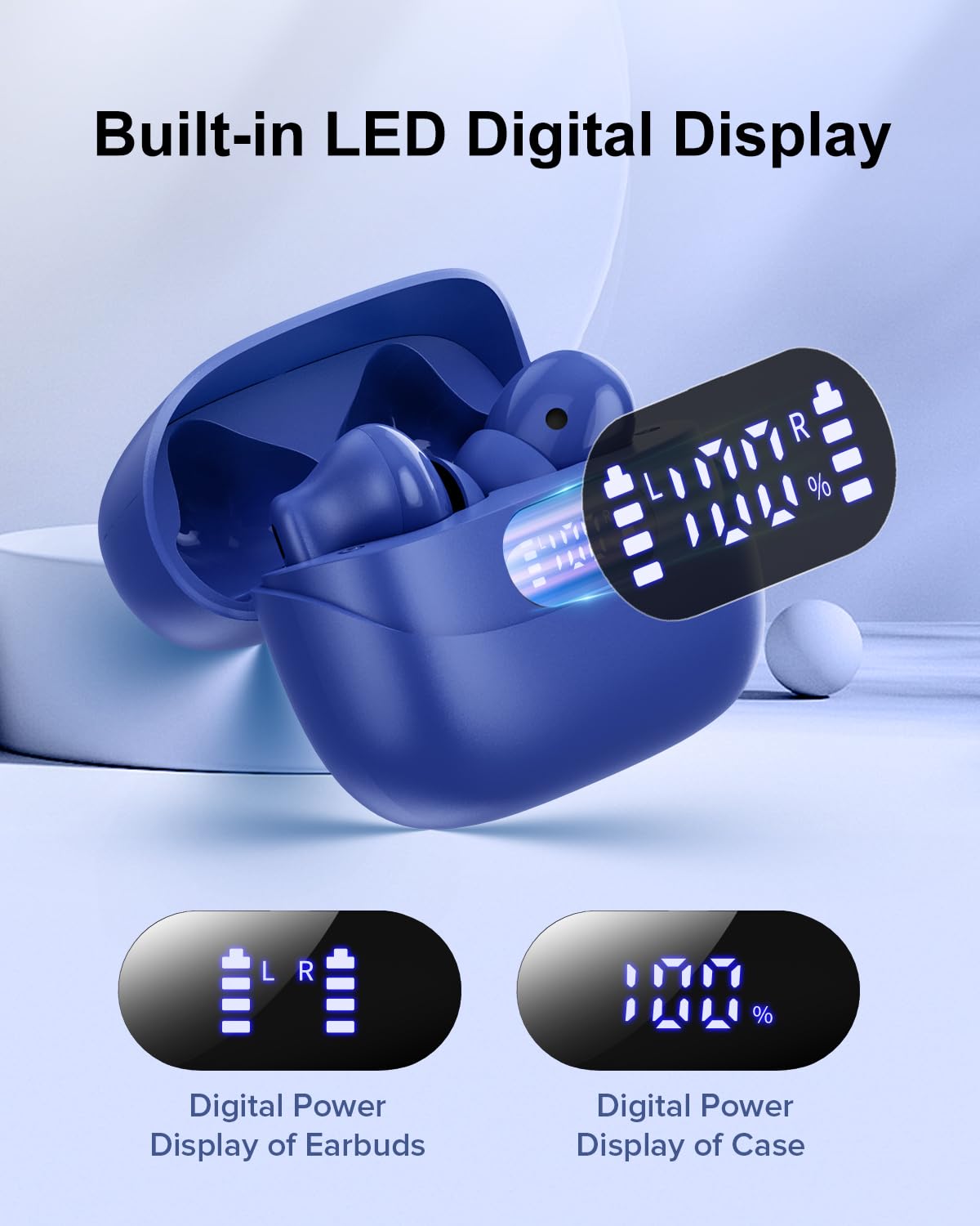 TUMJUN open charging case with LED display indicating remaining battery for convenience