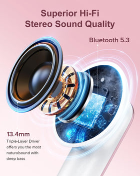 TUMJUN earbuds with water droplets highlighting IPX7 protection for active use