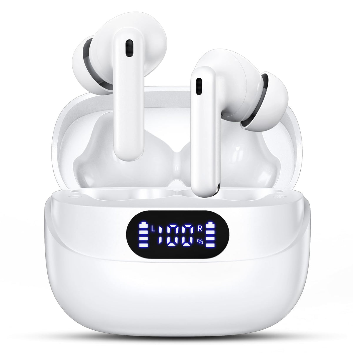 TUMJUN wireless earbuds with LED display for easy battery checks during the day