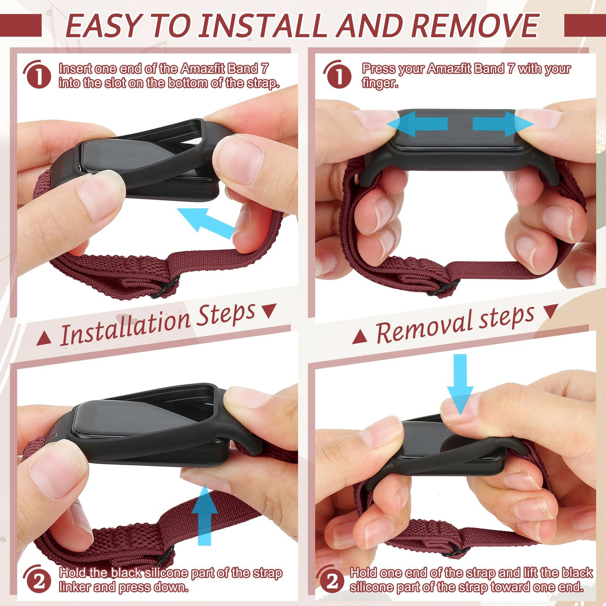 TumpCez elastic strap for Amazfit Band 7 — easy on/off and snug fit.