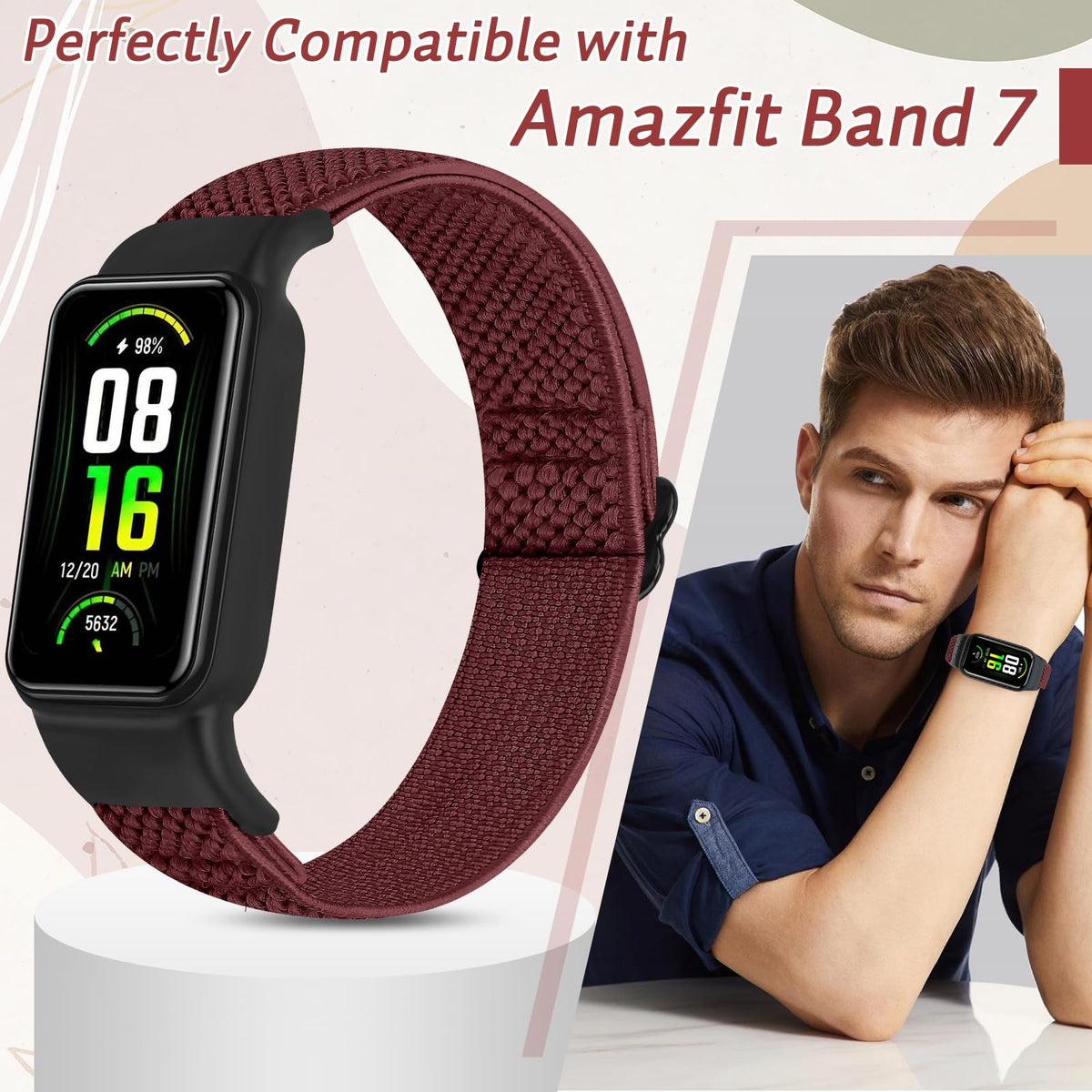 TumpCez braided nylon band for Amazfit Band 7 — soft daily wear.