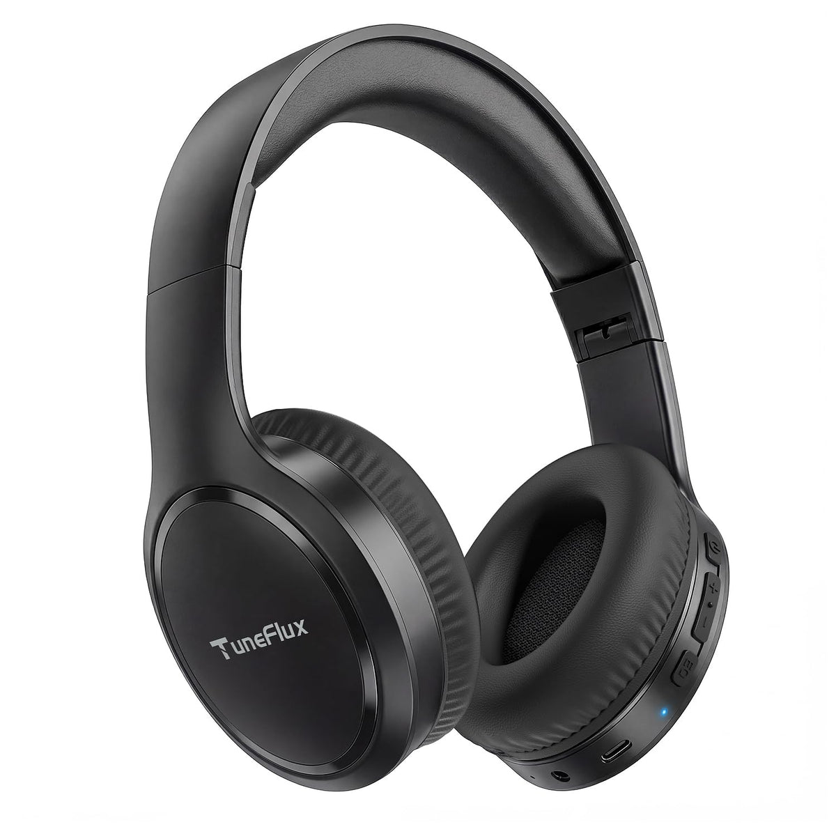 TuneFlux Bluetooth headphones show 70-hour battery for long trips and daily use