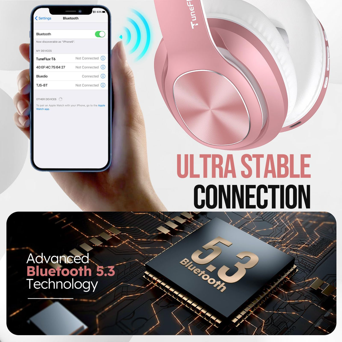 TuneFlux foldable design with secure frame for compact storage