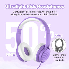 TuneFlux kids wearing purple headphones for everyday study and play.