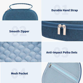 TUNYINSH AirPods Max case blue durable zippers enable easy opening and secure closing.