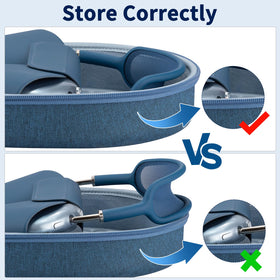 TUNYINSH AirPods Max case blue mesh pouch keeps accessories organized.