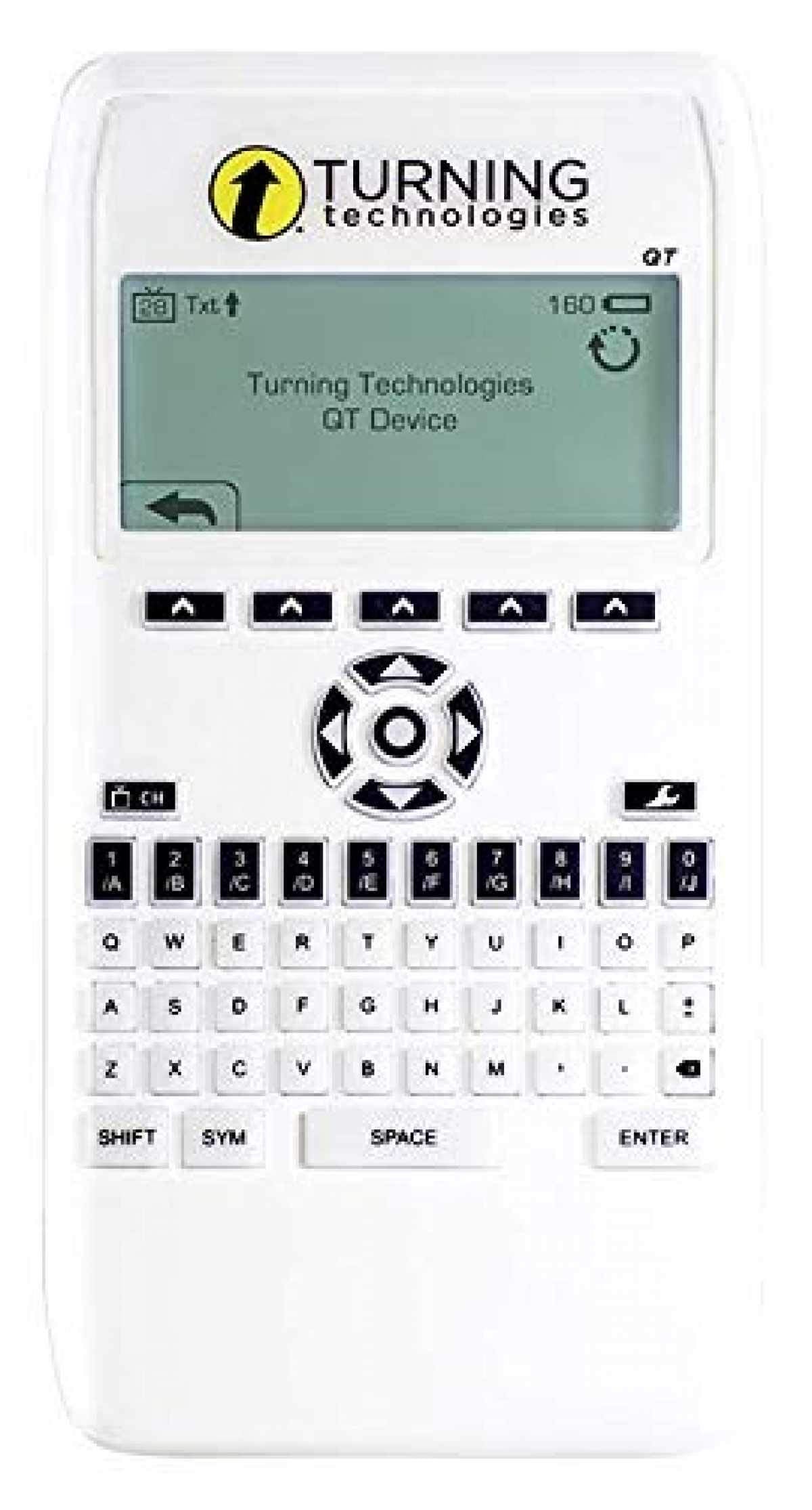 Turning Technologies QT Device RCQR-01 front view with backlit keyboard for quick input