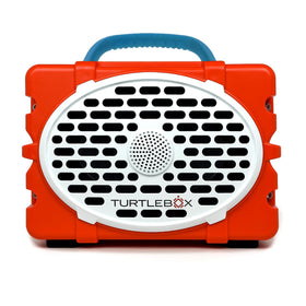 Turtlebox Original Gen 3 orange front view, rugged outdoor speaker ready for adventures.