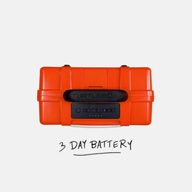 Turtlebox Original Gen 3 battery indicator shows long-lasting power for multi-day trips.