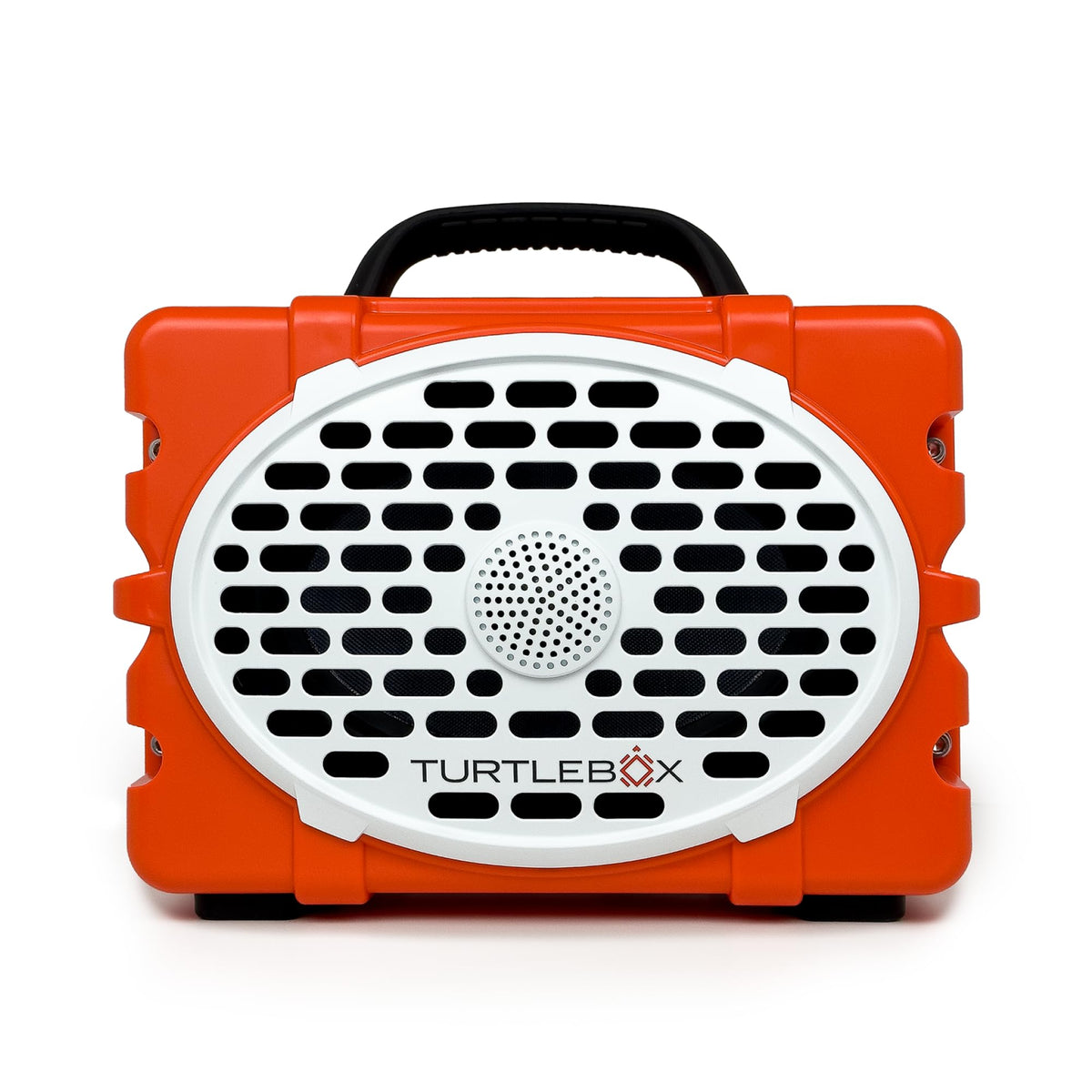 Turtlebox Original Gen 3 front orange view for high-visibility outdoor use.