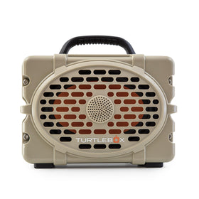Turtlebox Original Gen 3 in tan demonstrates rugged outdoor durability for adventures.