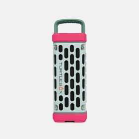 Turtlebox Ranger bumper in hot pink snap-on demo shows tool-free color swap.