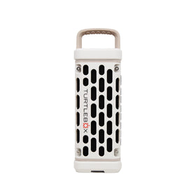 Turtlebox Ranger outdoor Bluetooth speaker delivering loud, clear sound at a campsite.