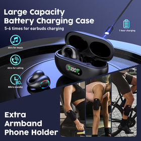 TUTGLOBAL clip-on headphones with charging case for convenient listening
