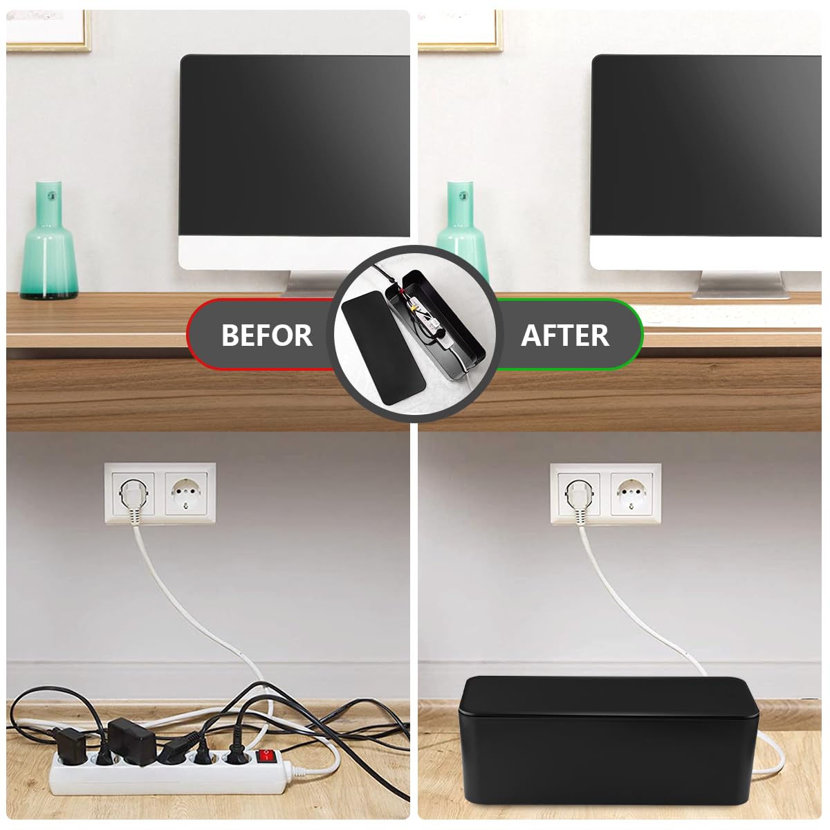 TuweChen box beside TV area keeps entertainment cables tidy