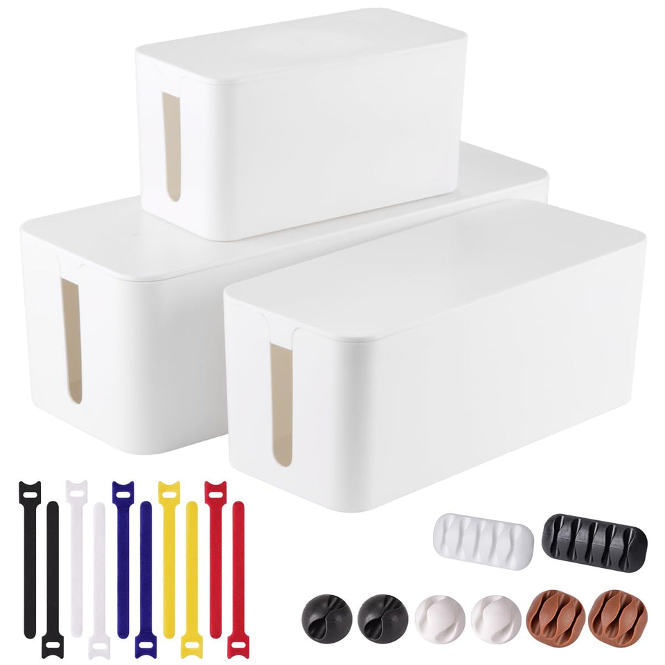 TuweChen cable-management box lid in white hides cords and keeps surfaces tidy.