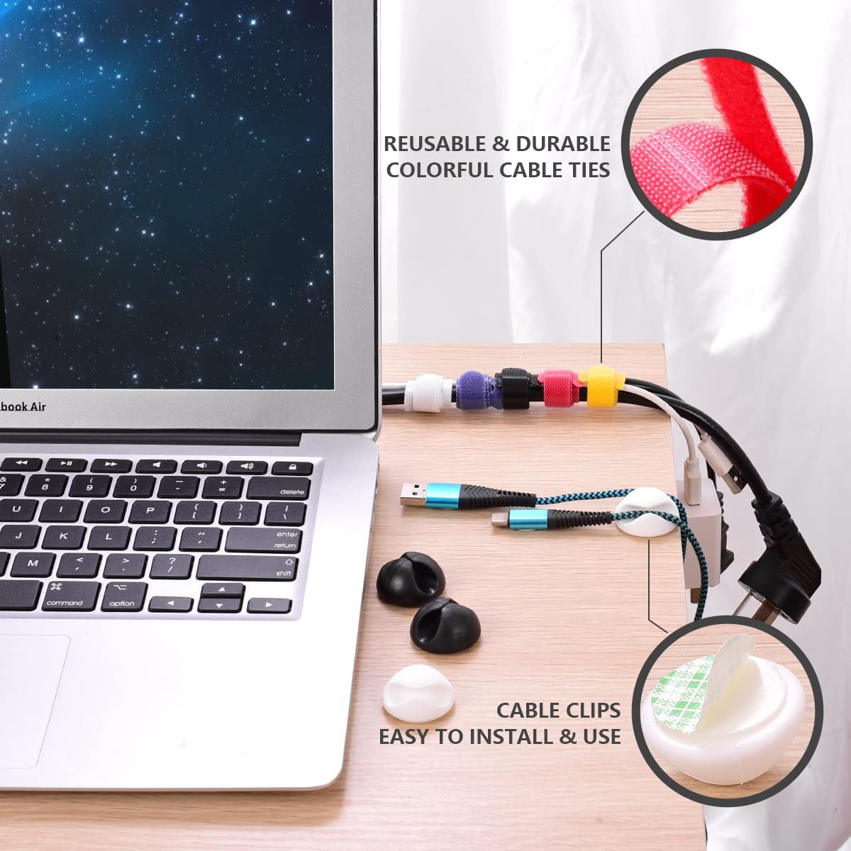 TuweChen ten reusable cable ties help tidy cords quickly