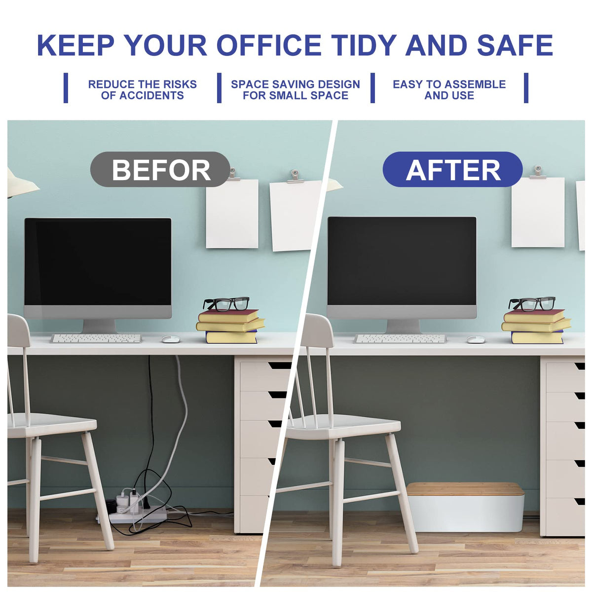 TuweChen included cable ties help secure cords quickly.