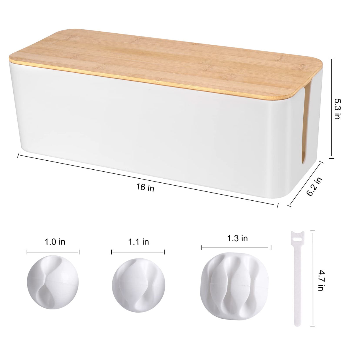 TuweChen large rectangular cable box keeps power strips neatly organized under desks.