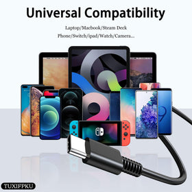 TUXIFPKU 65W USB-C charger compatibility with MacBook Pro, Dell, Asus and more.