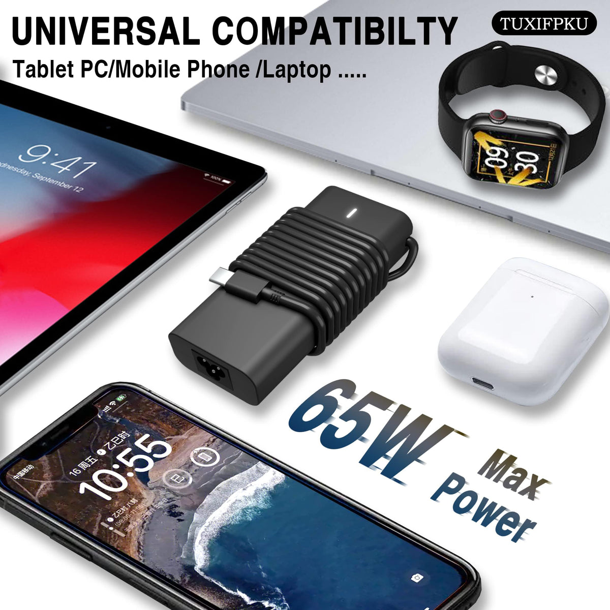 TUXIFPKU worldwide input 100-240V supports global travel with adapters as needed.