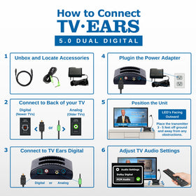 TV Ears 5.0 individual tone and volume controls on each headset