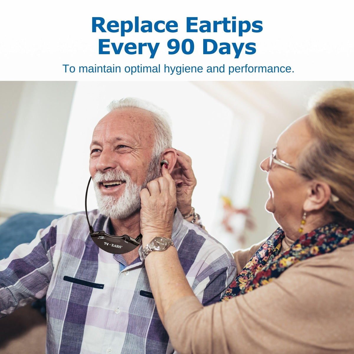 TV EARS memory foam eartips in use, promoting immersive listening comfort.