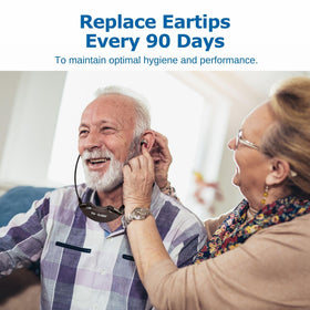 TV EARS memory foam eartips in use, promoting immersive listening comfort.
