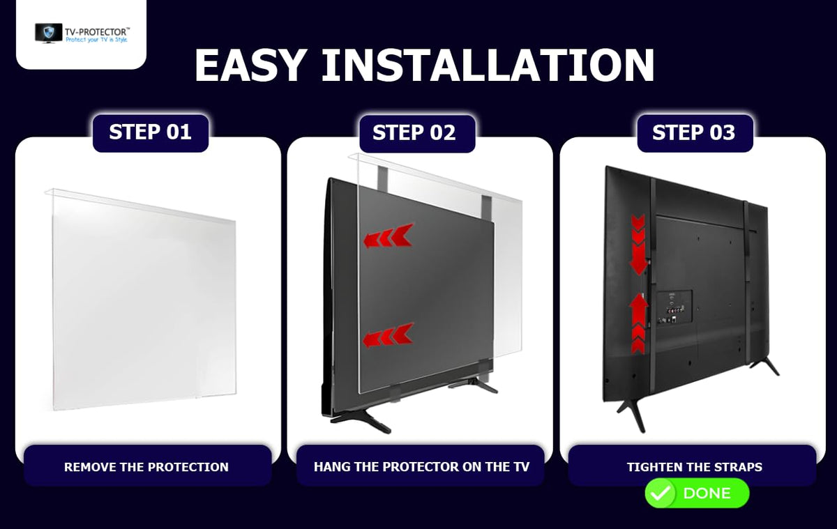 TV-Protector easy-install demo shows quick, tool-free setup.