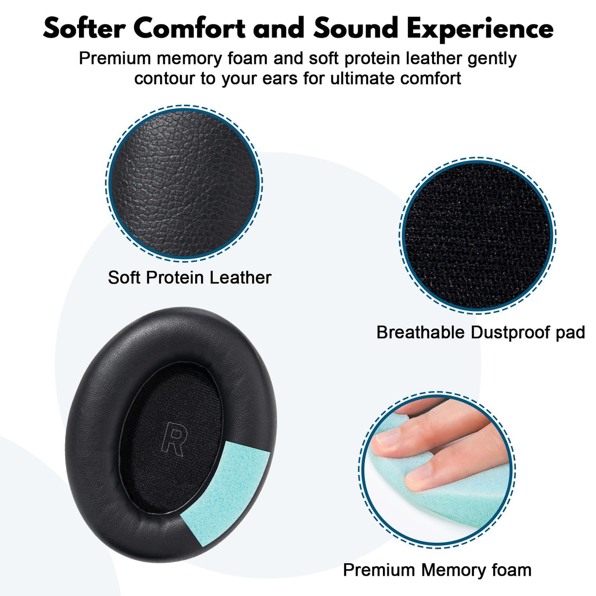TviewSmart Replacement Earpads for Bose QC Ultra – Premium Memory Foam Cushions (Black)