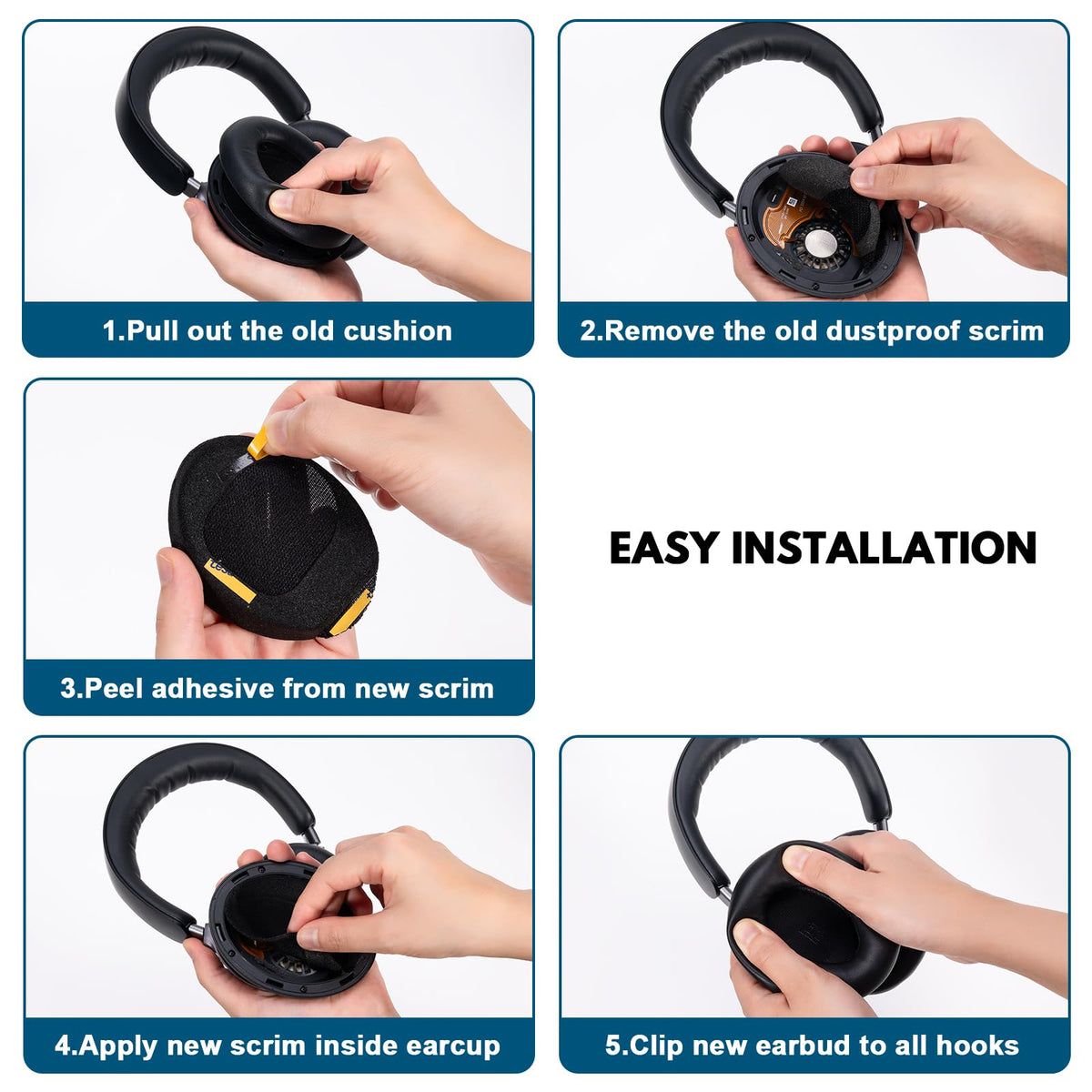 TviewSmart Replacement Earpads for Bose QC Ultra – Premium Memory Foam Cushions (Black)