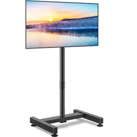 TVON front view of assembled TV stand showing compact footprint and stability