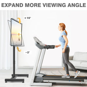 TVON demonstrating height adjustment for ergonomic viewing and placement