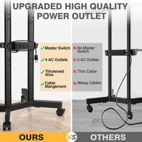TVON rolling TV stand supports 32–75 inch TVs up to 88 lbs with VESA 100x100 to 400x400