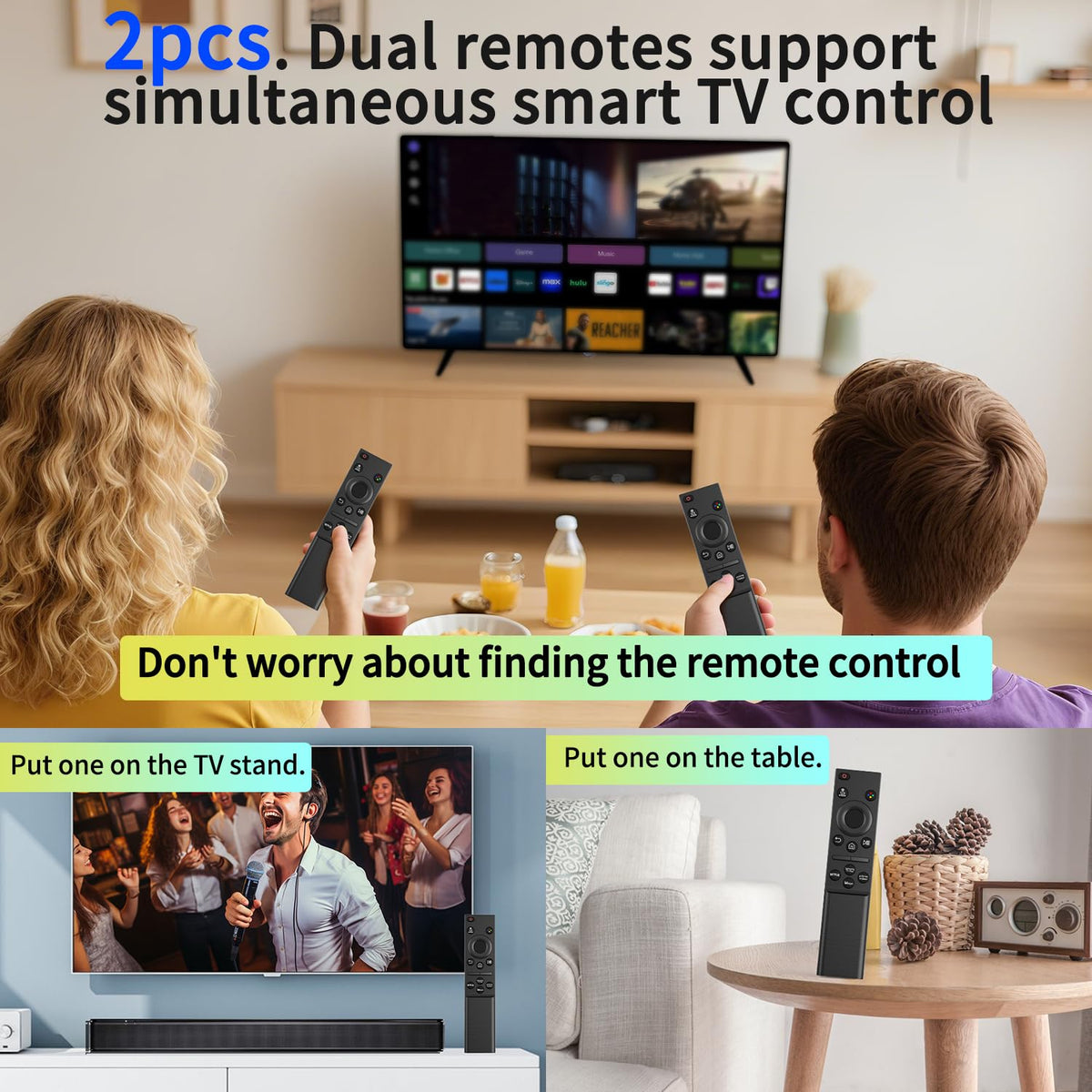 TVSEN replacement remote Samsung back view ideal for quick battery installation.