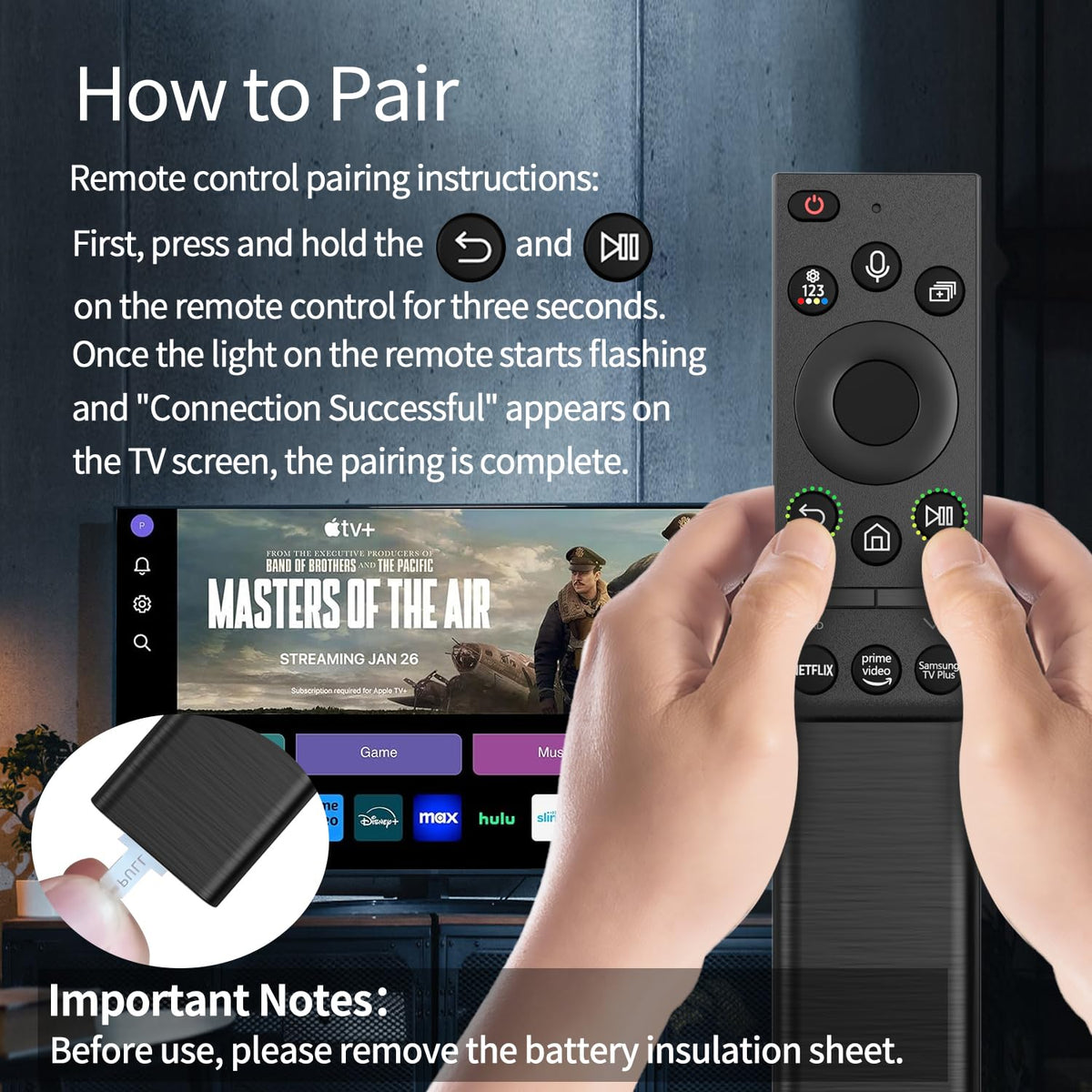 TVSEN solar remote on living room TV stand, streamlines remote control experience