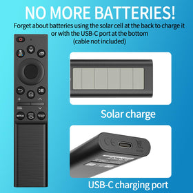 TVSEN solar remote solar panel closeup highlighting eco-friendly rechargeable feature