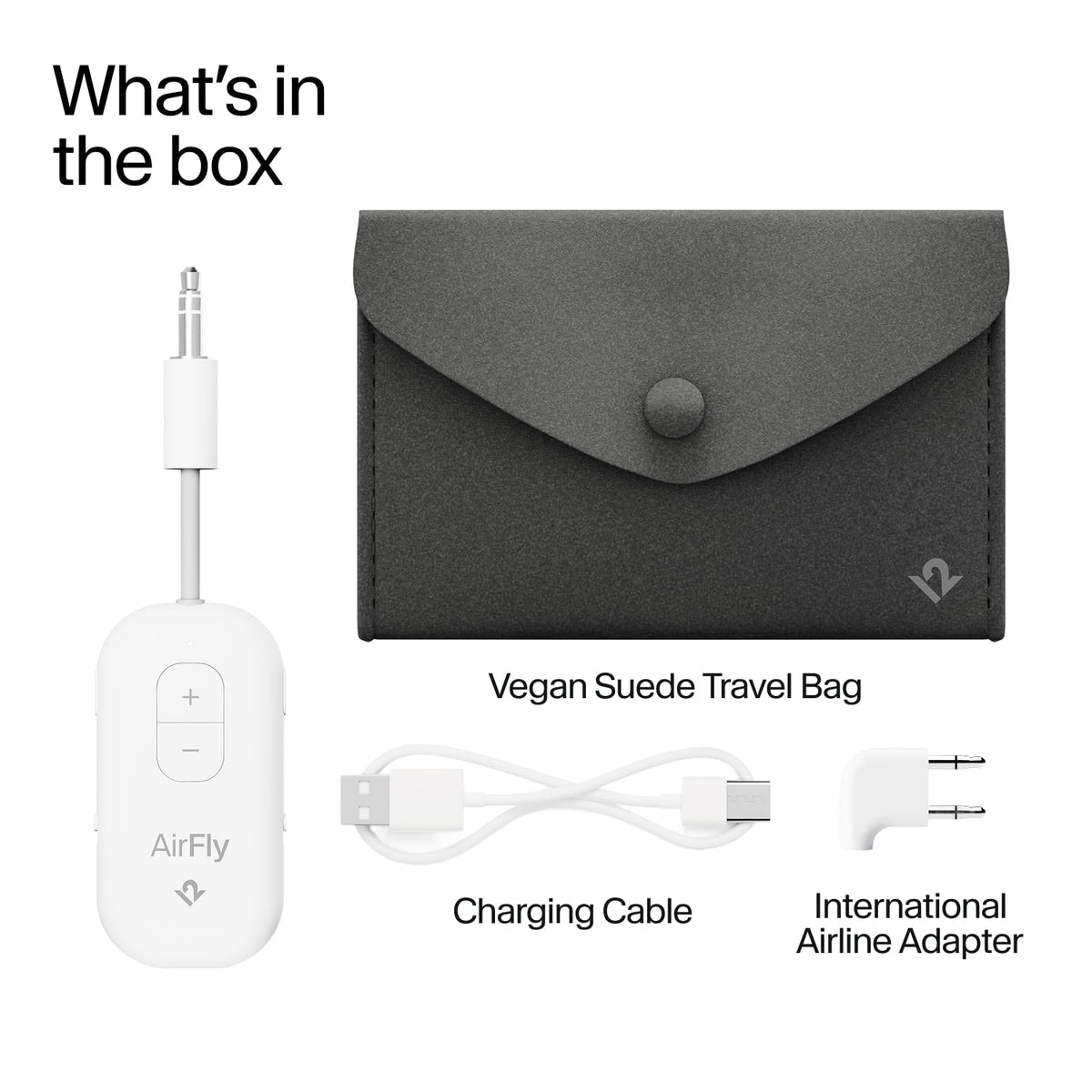 AirFly Pro 2 Deluxe works with Apple AirPods for seamless listening.