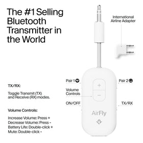 AirFly Pro 2 Deluxe dual pairing enables sharing movies with two headsets.