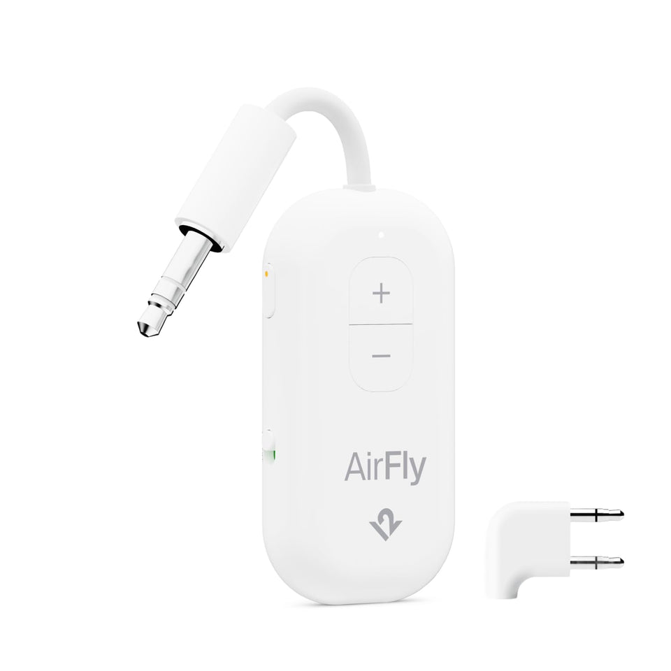Twelve South AirFly Pro 2 Deluxe transmitter setup for wireless listening on the go.