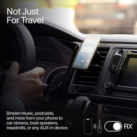 Extended battery life keeps you listening through trips.