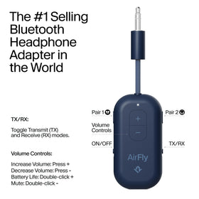 AirFly Pro 2 connected to a TV for wireless headphones
