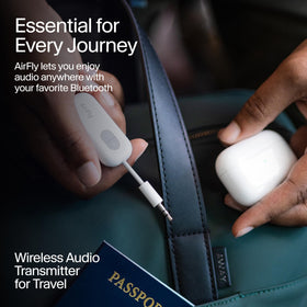 Twelve South AirFly SE close-up of 3.5mm jack showing universal device compatibility